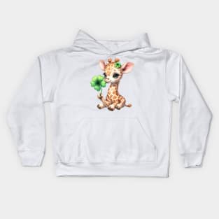 Clover Giraffe St Patricks Day Kids Hoodie